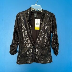 About A Girl sequin look button front jacket with front pocket size Xs nwt